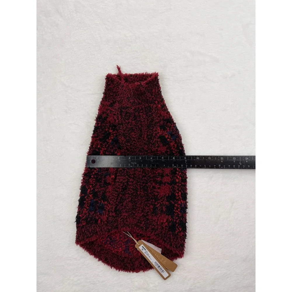 SKIMS Cozy Pet Sweater Merlot Navy Plaid Boucle Knit TB-ACC-4548 Size M NWT